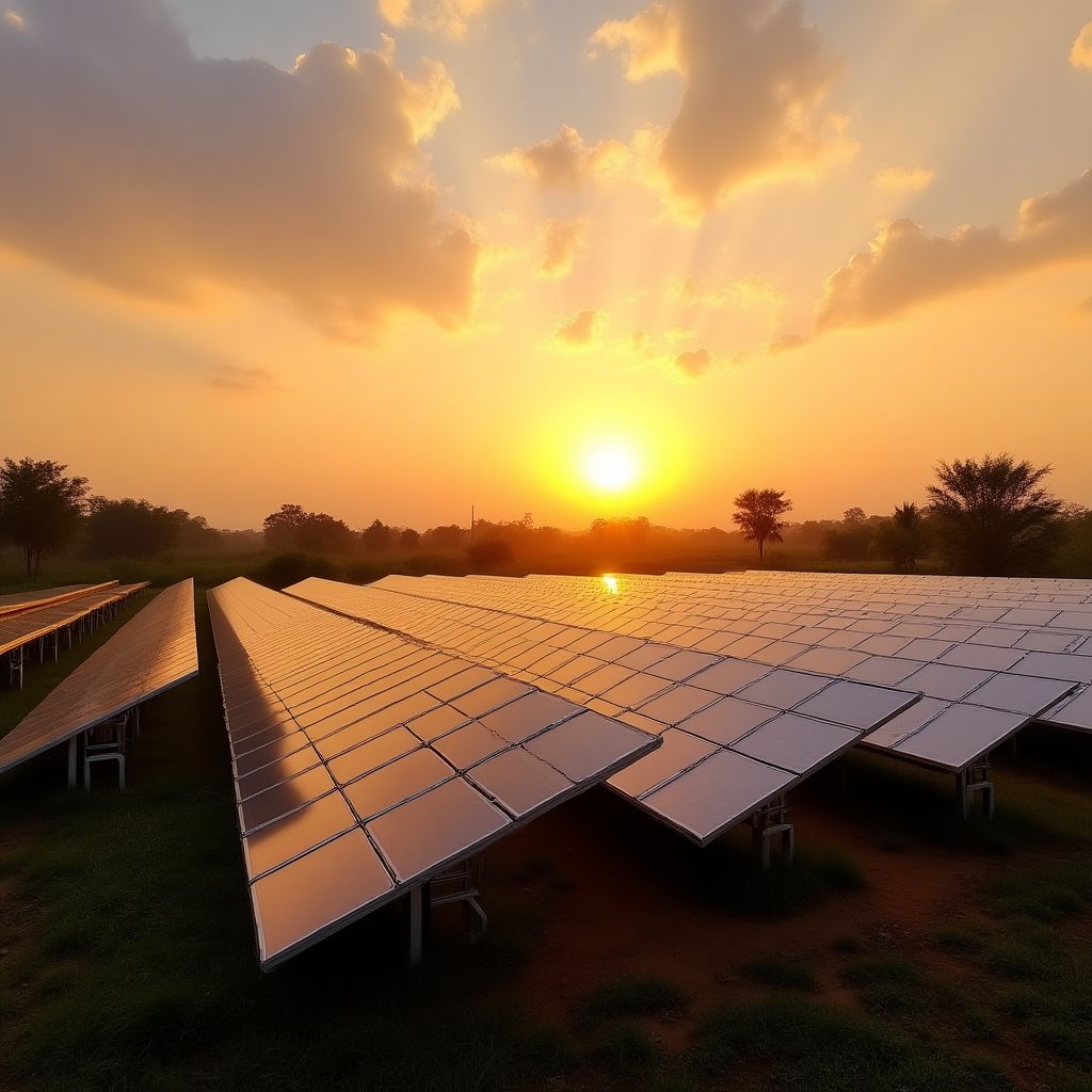 Solar panel farm under the Ghanaian sun